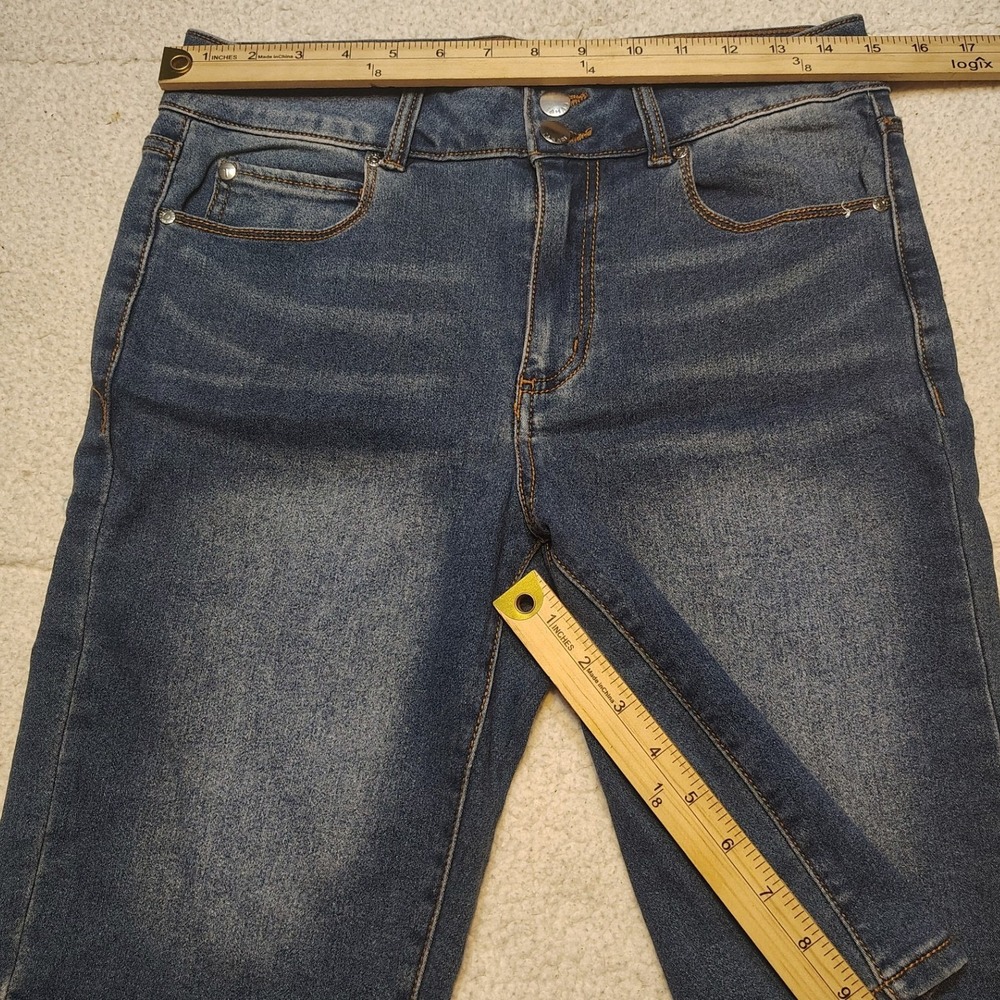 Tahari Skinny Jeans Women 10 Blue Excellent High Rise Stretch Medium Wash Denim